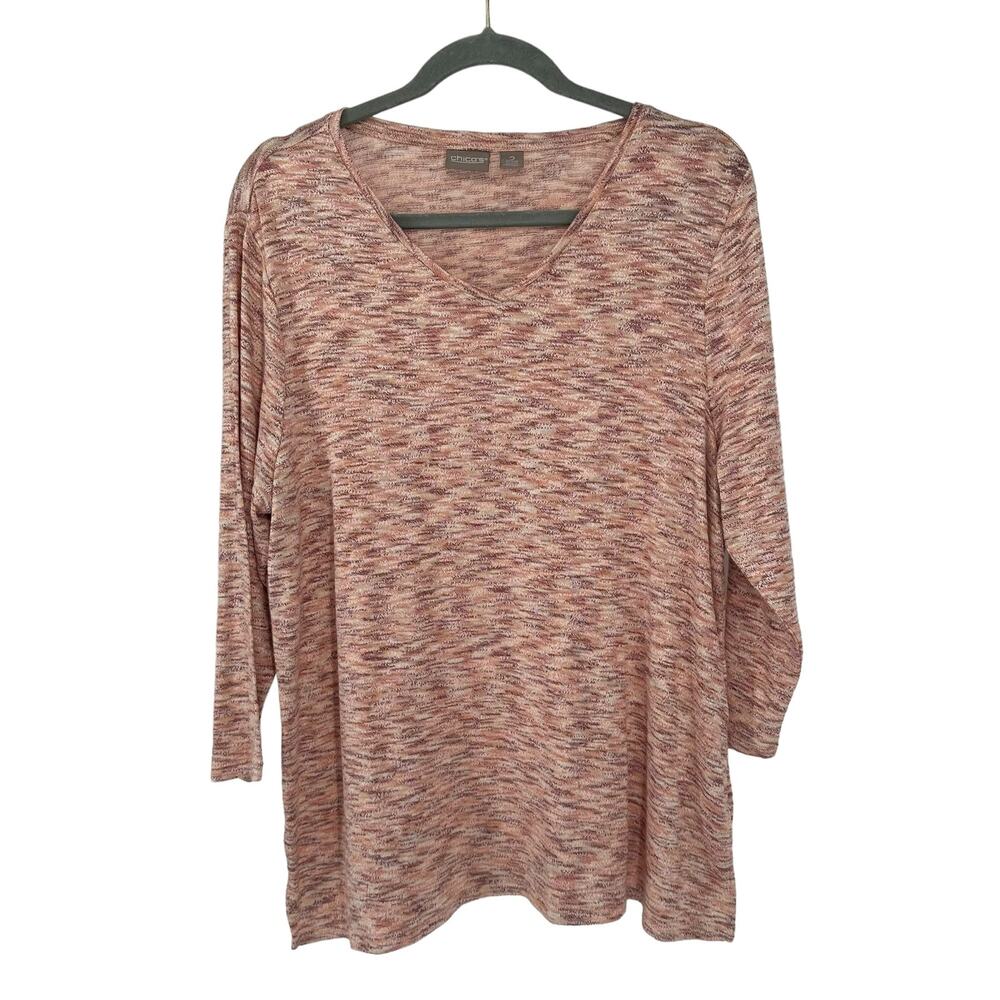Chico's Corral Spacedye V-Neck Super Soft Tunic 2 (L 12)